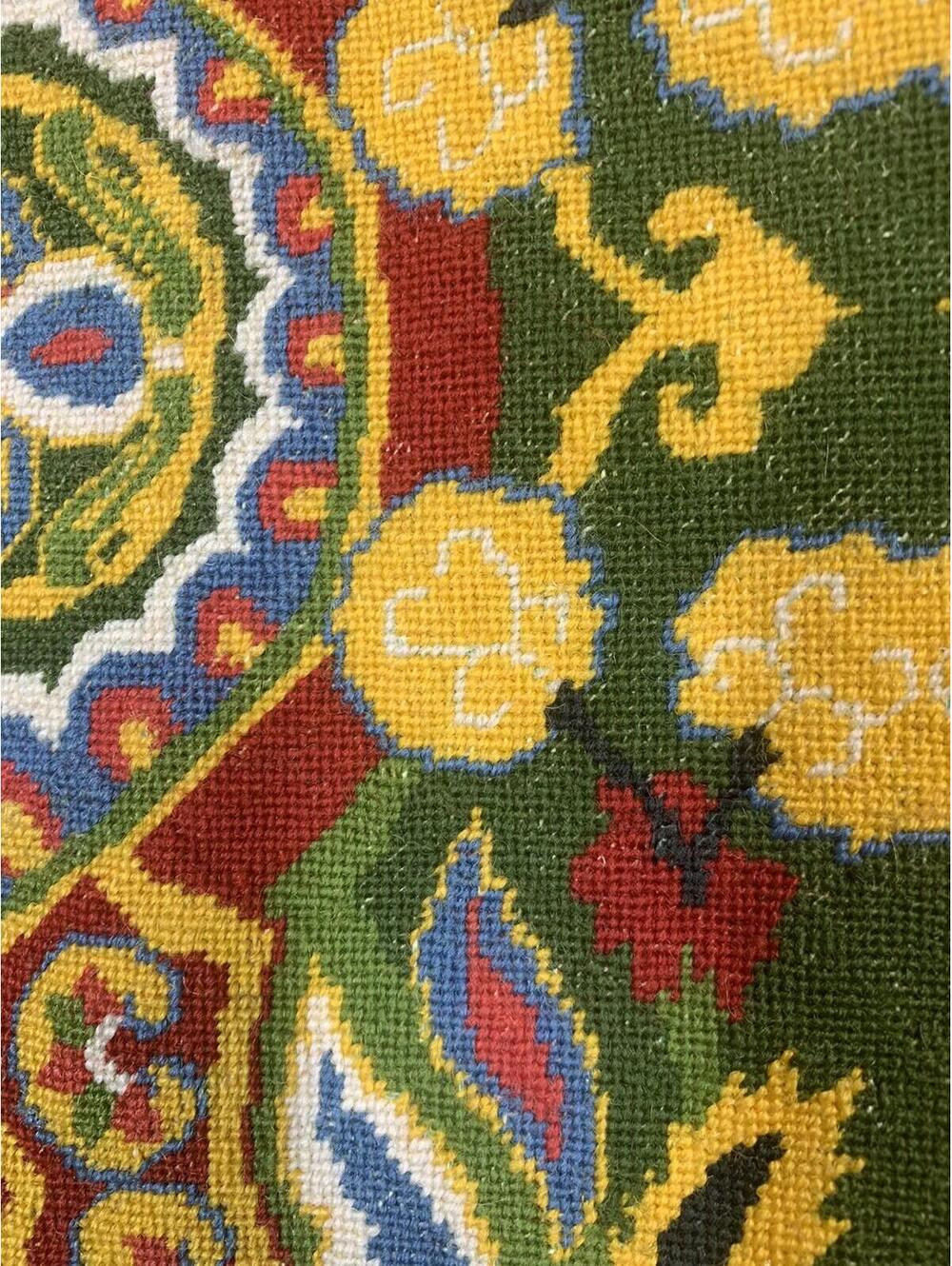 Vtg 60s Needlepoint Shirt Petit Point Hand Embroidered M L OOAK Textile Art Folk - Picture 8 of 15